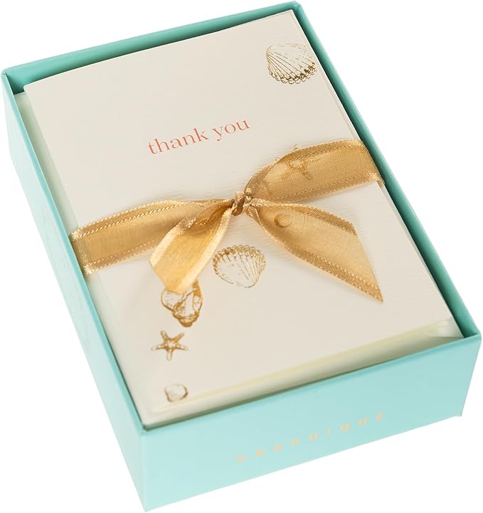 Graphique La Petite Presse Shells Thank You Notes | Blank Note Cards with Envelopes | 10 Count All Occasion Greeting Set | 3.25 x 4.75 Inches | High Quality Thick Paper Stationery with Unique Design