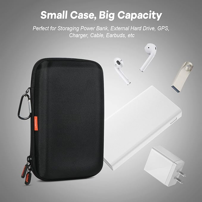 Shockproof Hard Shell Carrying Case, 2 Colors | Larger Capacity Storage Pouch, For GPS, External Hard Drive, Power Bank, Charger, Cable