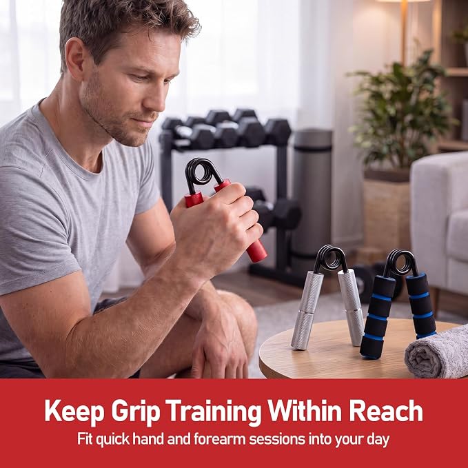 FitBeast Grip Strength Trainer Set, 6 Pack Aluminum Hand Grip Strengthener, 50LB-225LB Hand Gripper, Forearm Strengthener & Wrist Exerciser for Rock Climbing, Lifting & Pull-Ups