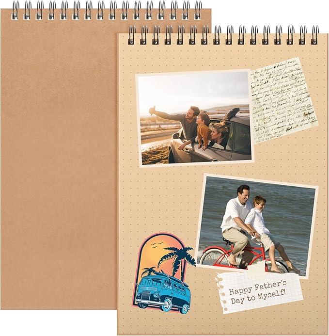 Engrowtic 2 Pcs Dot Grid Notebook Top Spiral Notebook A5 Size Bullet Dotted Paper Hardcover Dot Journal 8.3''x 5.8'' 140 Pages Spiral Notepads for Drawing Writing School Office (Kraft Page)