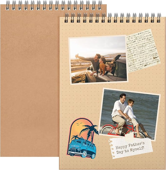 Engrowtic 2 Pcs Dot Grid Notebook Top Spiral Notebook A5 Size Bullet Dotted Paper Hardcover Dot Journal 8.3''x 5.8'' 140 Pages Spiral Notepads for Drawing Writing School Office (Kraft Page)