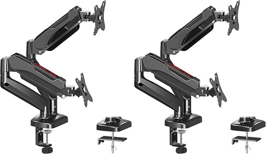 Redragon GMK915 Dual Monitor Mount Stand - Gas Spring Adjustable Arms with VESA 75/100mm, 13-32 Inch Screen Compatibility, C Clamp & Grommet Base, Cable Management, 17.6lbs Load Capacity (Pack of 2)