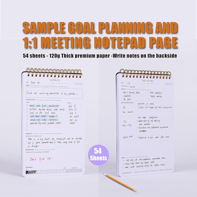 Productivity Notepad Suite - Bestselling Set Of 3 Notebooks, Including Weekly Planner, Goal Setting & 1:1 Meeting Notes- Keep Your Daily Projects, Clients, Meal & Responsibilities Organized