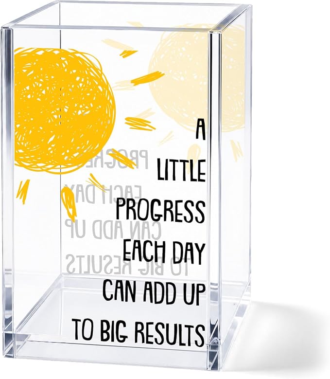 Acrylic Pen Holder Cup, Inspirational Affirmations Desk Decor, Positive Quotes Pencil Holder Organizer, Motivational Office Accessories, Encouragement Gift for Women Teacher Student