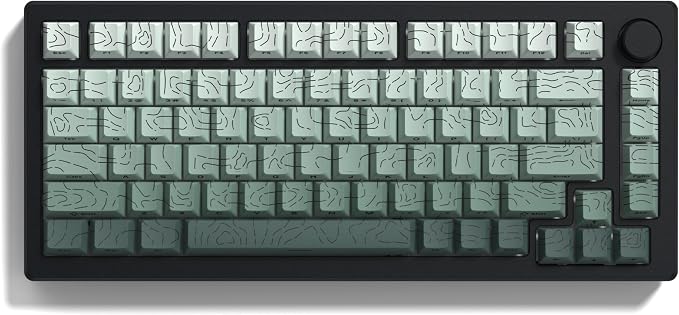 dagaladoo Seaweed Green Topographic PBT keycap Sets,Line Backlit Gradient keycaps,Shine Through Keyboard Keys caps,Side Printed Cherry Profile for 61/64/66/68/71/75/84/87/100/104 Mechanical Keyboards