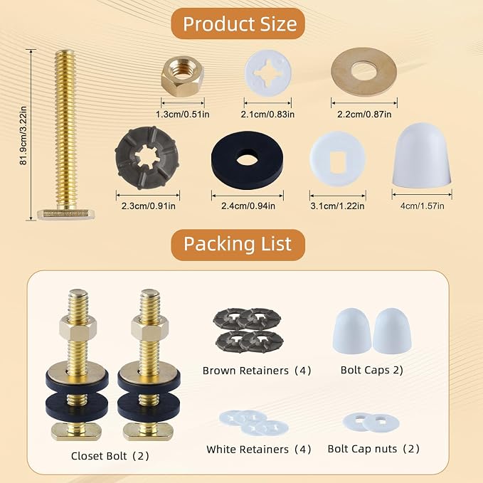 Hibbent Extra Thick Toilet Wax Ring Replacement Kit, Universal Toilet Seal Ring with Brass Bolts and Toilet Bolt Covers, PE Toilet Flange Fits 3 Inch and 4 Inch Drain Pipes