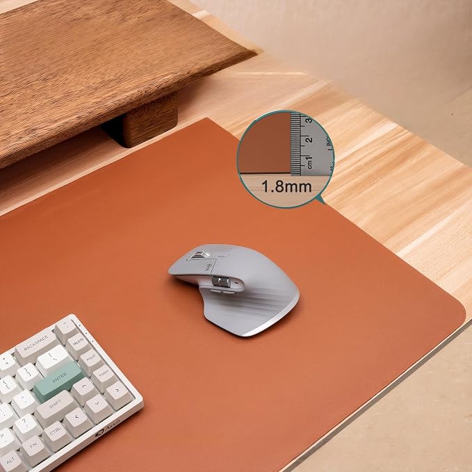 Leather Desk Protector, 1.8mm Thick, Waterproof & Scratch - Resistant Nightstand Cover, for Dining Room, Office, Dresser, Bedside (Brown+Gray, 14x24 Inches)