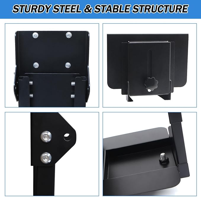 TooCust Heavy Duty Under Desk PC Mount & Full Tower PC Wall Mount - Adjustable Width 5.5" to 9.8", Height 11"-21" - Computer Tower Stand Under Desk & Standing Desk PC Mount, Black