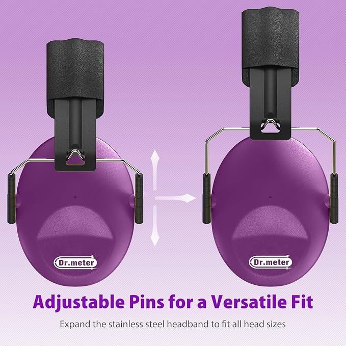 Ear Muffs for Noise Reduction SNR27.4 Kids Ear Protection with Adjustable Headband - Kids Noise Cancelling Headphones for Concerts, Football Game, Fireworks and Air Shows - Dark Purple