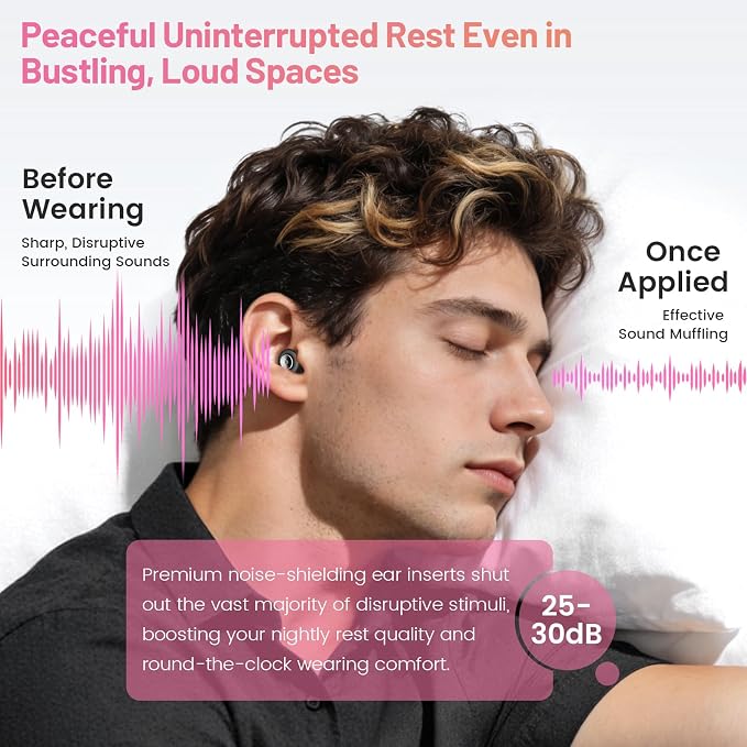 Earplugs for Hearing Protection and Noise Reduction, Sleeping Noise Cancelling, 30dB Soft Silicone Hearing Protection Earplugs, Reusable with Case & 8Eartips for Deep Focus, Black