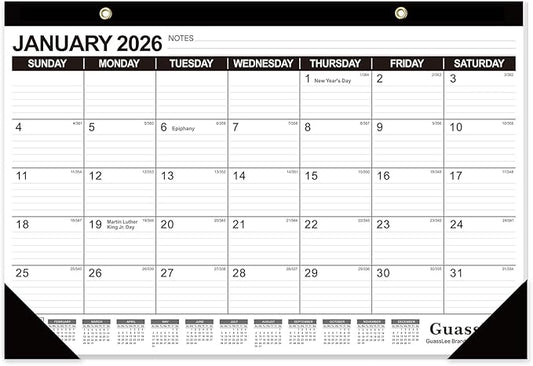 GuassLee Desk Calendar 2026, 19-Month Academic Calendar, Sep. 2025 to Mar. 2027, 17x11.5 Inch School Year Paper Calendar Desk Planner with Julian Date and Ruled Blocks for Office Home
