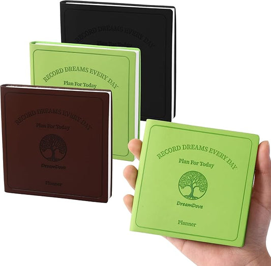 2026 Undated Daily Planner With Hourly Schedule Notebook ，3pcs Small Handheld Planner Pocket Purse Day Planner Size3.9" X 3.9", Leather Softcover Undated Hourly Small Organize Tasks And Appointments Office Supplies Book For Men Women(Green+Black+Brown)