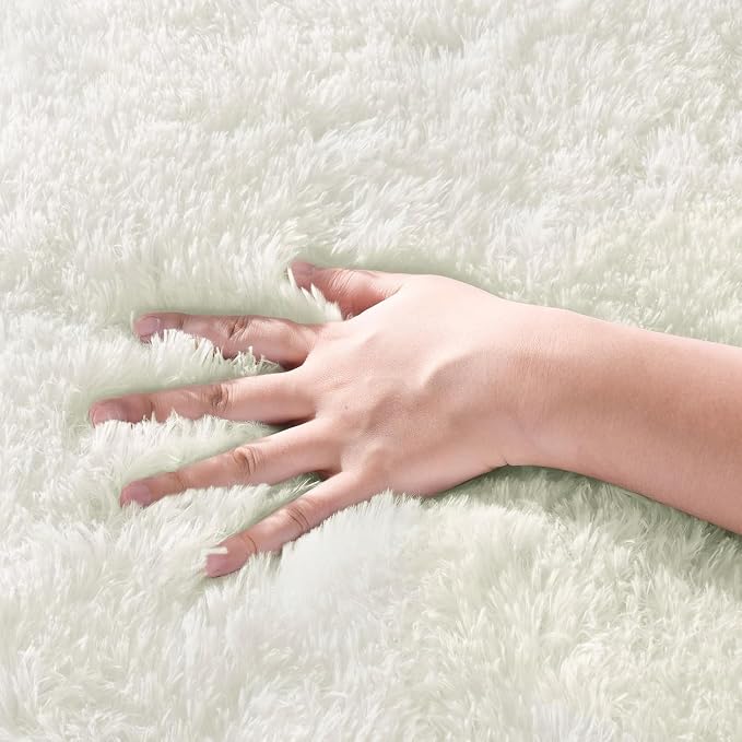 Zentavio Runner Rugs for Hallway 2x6 Shag Soft Bedroom Bedside Rugs Non Slip Fluffy Carpet for Kids Girls Boys Home Decor Aesthetic Dorm Nursery White