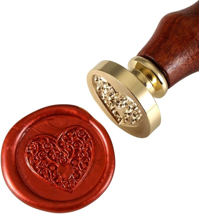 Yoption Wax Seal Stamp Kit, The Heart Sealing Stamp with Gold Red Silver Sealing Wax Sticks Gift Box Set for Invitations, Cards, Letters, Gift Idea