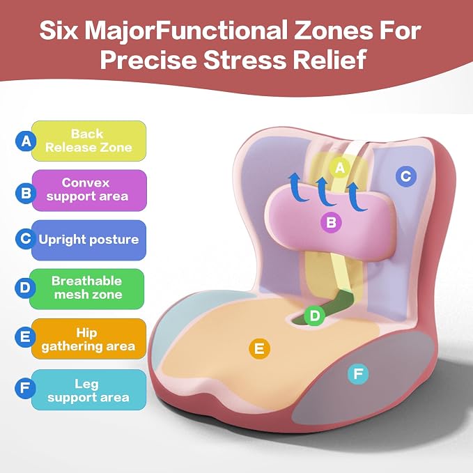 Office Chair Cushion with Adjustable Lumbar Support Pillow, Ergonomic Memory Foam Seat Cushion for Desk Chair, Tailbone Pressure Relief Cushion with Back Support Pillow for Car Seat