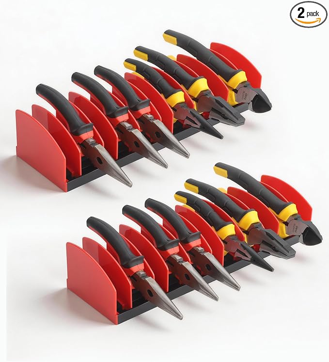 Reniteco 2-Pack Plier Organizer Rack, Pliers Holder with Non-Slip Rubber Base and Adjustable Dividers, 22-Slot Tool Box Organizer, Cutter Organizers, Tool Drawer Organizer(Pliers Not Included)