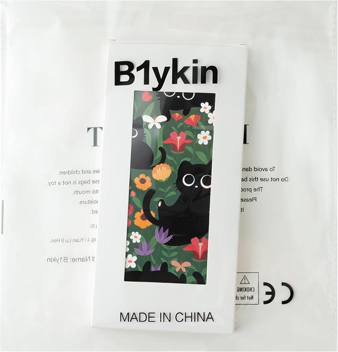 B1ykin Cute Sticky Notes Set - Wildflower Lovely Black Shaped Self-Stick Notes Pad, 550 Sheets Writing Memo Pages Sticky Notepad for Teacher Appreciation Gifts, School Office Supplies (Cat Floral)