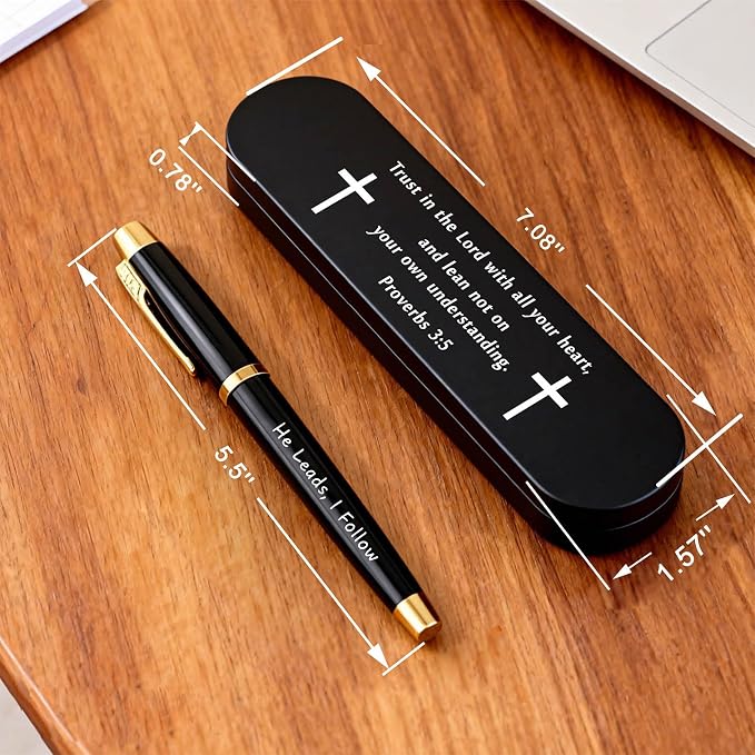 TANWIH Christian Gifts for Men Women – Engraved Faith-Based Gel Pen Gift Set – Religious Birthday Christmas Easter Gift for Pastor Church Volunteers & Catholics