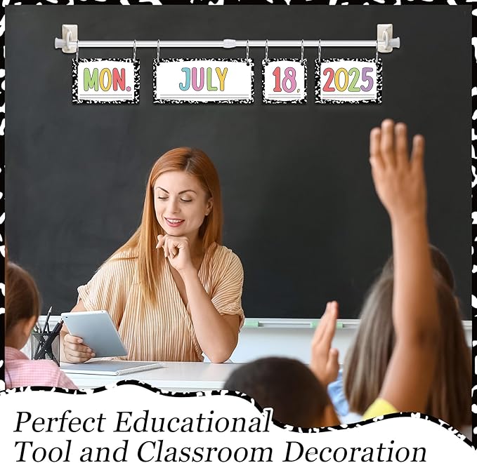 Composition Flip Calendar Bulletin Board Set Colorful Pastel Flip Calendar with Adjustable Holder 54 Date Cards for Classroom Home Decor Back to School Supplies
