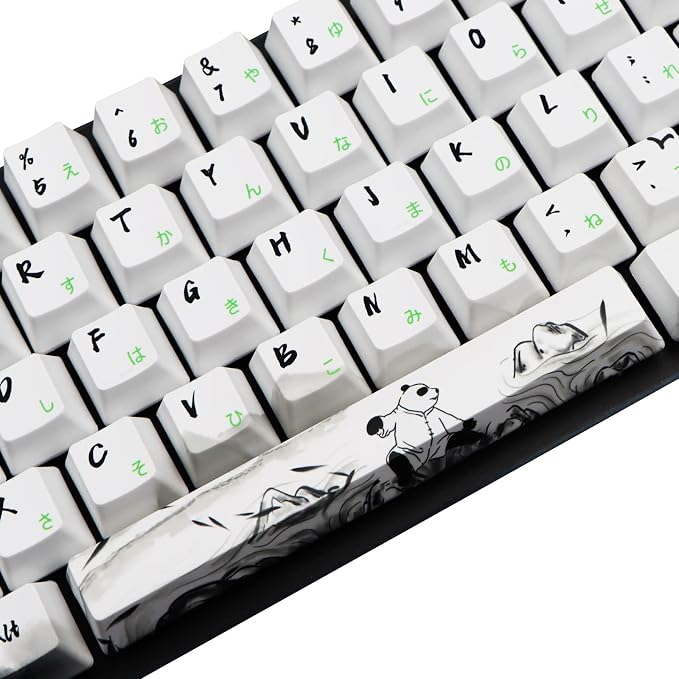 MOLGRIA Keycaps 71 Set Ink Panda for 71 64 61 Keys Keyboard, Custom PBT OEM Profile Key Caps with Japnanese Font for Cherry MX Khail Switches 60 Percent Gaming Keyboard