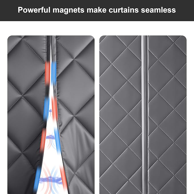 RYB HOME Summer Heat Blocking Thick Quilted Insulated Curtains, Thermal Insulated Curtains Room Divider for Energy Saving Window Treatment for Bedroom Living Room, W38 x L82, Grey, 1 Panel