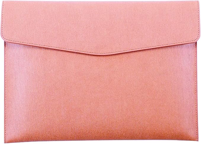 PU Leather A4 File Folder Document Holder Waterproof Portfolio Envelope Folder Case with Snap Closure Pink