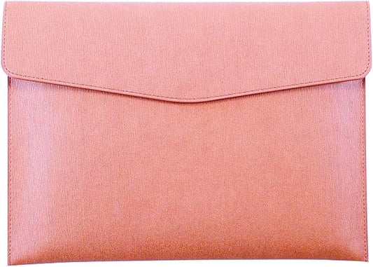 PU Leather A4 File Folder Document Holder Waterproof Portfolio Envelope Folder Case with Snap Closure Pink