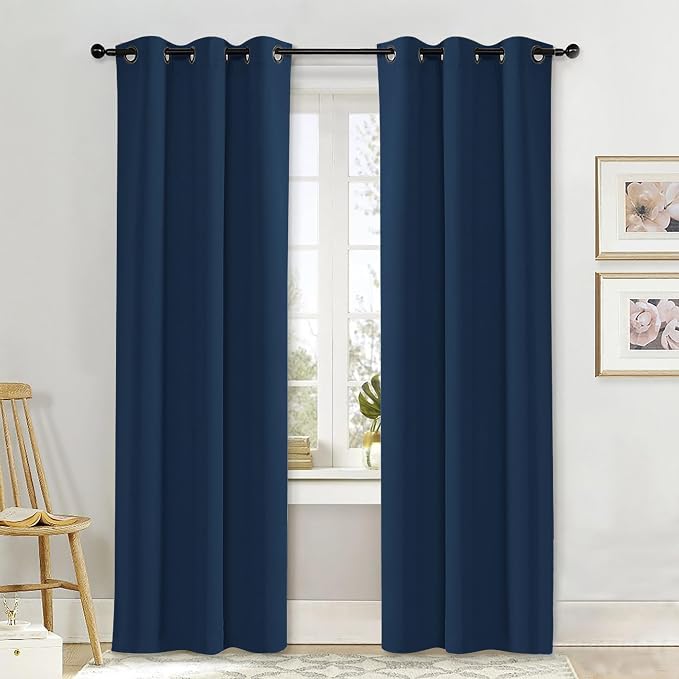 NICETOWN Curtain Blackout Drape Panel, Single Panel, 42 x 84 inch, Moroccan Blue, 3 Pass Microfiber Noise Reducing Thermal Insulated Window Drapery with Grommet