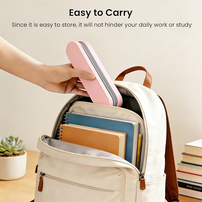 Rechargeable LED Desk Lamp, Foldable Portable Table Light with 3 Brightness Levels,Type-C USB Charging,Small Desk Lamp,Portable Bedside Wireless Reading Light,Home, Office, Nail Art,Craft,Pink