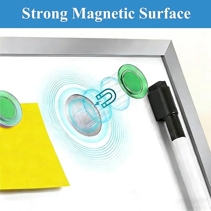 Small White Board with Stand, Double-Sided Desktop Whiteboard with 10 Markers, 4 Magnets & 1 Eraser, 10" x 10" Mini Dry Erase Board for Desk, Office, Kitchen, School, Kids Room