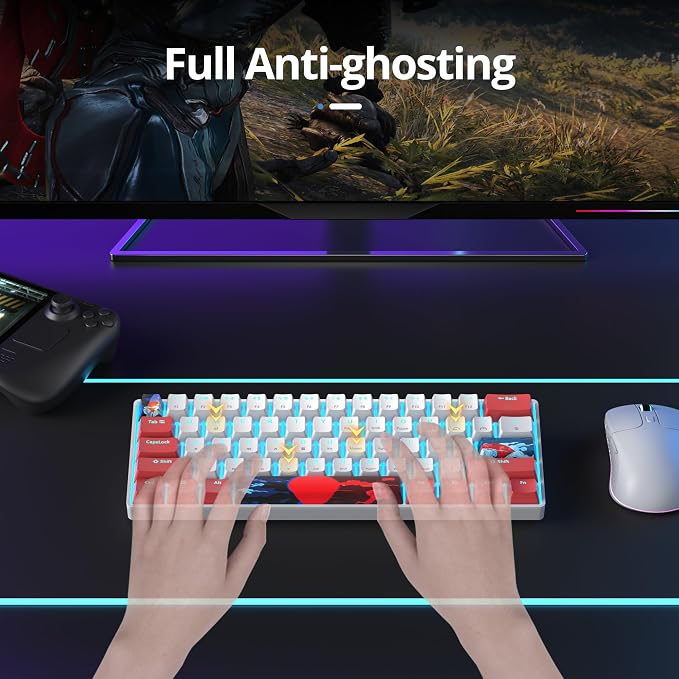 60 Percent Gaming Keyboard 61 Keys Wired Mechanical Keyboard Ultra Compact Key Board Red Switch LED Backlit for Windows Laptop Gamer