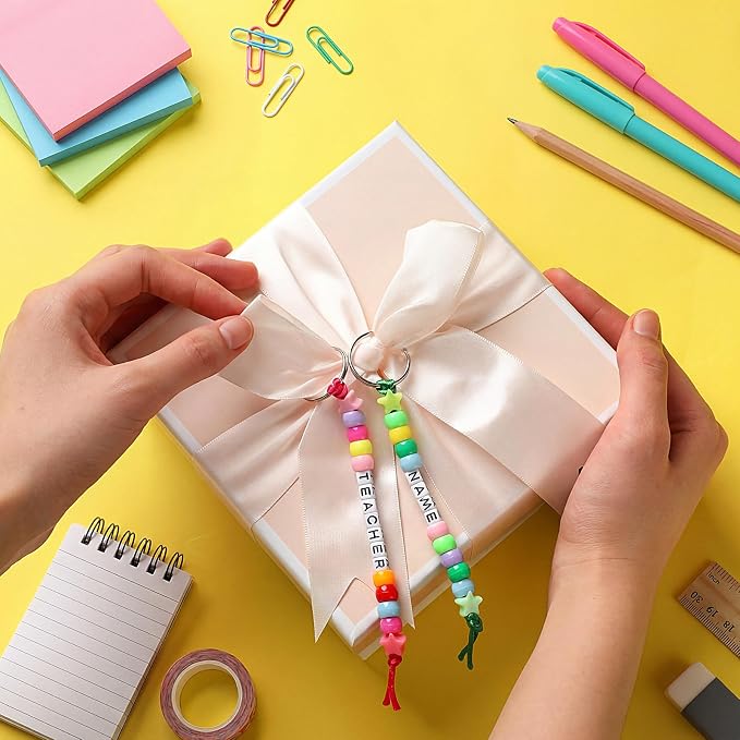 Suncalla 984 Pcs 24 Set Religious Keychain Craft Kit DIY Christian Congrats Back to School Gift Keychain Making Kit Adjustable Bead Letter Beads Cards String for Blessings Party Supply