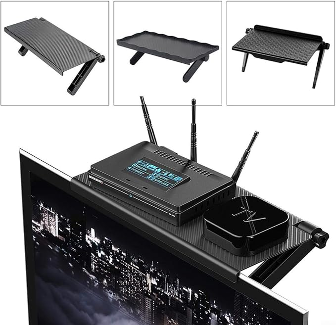 Adjustable TV Top Shelf Screen Caddy, For Monitors And Computers, Space Saving Storage Rack With Anti Slip Design For Home Desk Use(S)