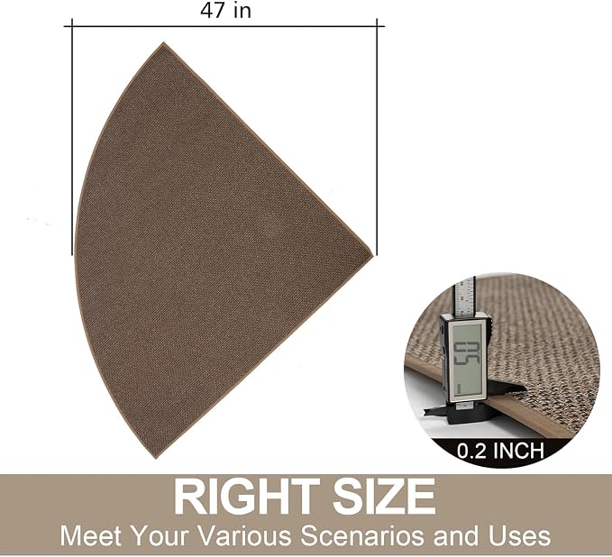SUMLANS Fan Shaped Kitchen Mat 1 PCS, Cushioned Non Slip Rugs for Kitchen Floor, Absorbent Runner Comfort Standing Mats Washable for Kitchen, Office, Home (Brown, Radius 47")