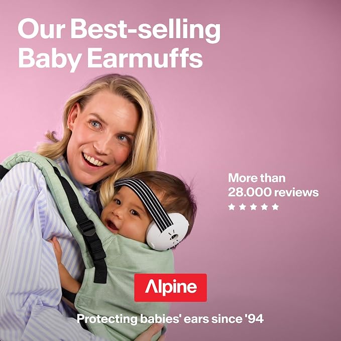 Alpine Muffy Baby Ear Protection for Babies and Toddlers up to 36 Months - CE & ANSI Certified - Noise Reduction Earmuffs - Comfortable Baby Headphones Against Hearing Damage & Improves Sleep - Pink