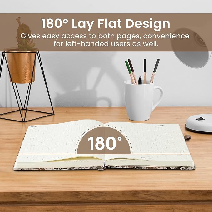 Dotted Journal Notebook for Women & Men, Hardcover Leather Journal for Writing, A5 Dotted Journaling Notebook for Work & Sketching, Perfect for Office School Home Supplies, 160 Pages, Magical Forest