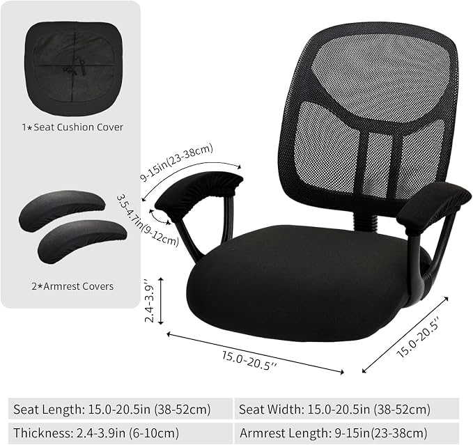 DIVA EN CAMINO DEC Spandex Computer Chair Slipcover with Armrest Covers - Stretchable Desk Office Chair Seat Cushion Covers - Removable Washable Cushion Protectors for Dogs, Cats, Pets