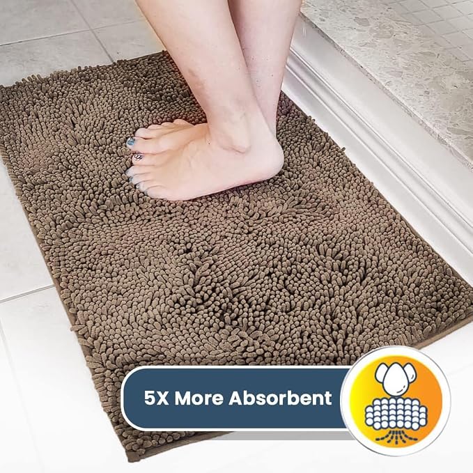 Muddy Mat® | Super Absorbent Door Mat Indoor, Microfiber Quick Dry Chenille Entryway Rug, Non-Slip Front Door Mat, Indoor Mats for Entryway, Machine Washable Pet Rug, Taupe 22" x 36"