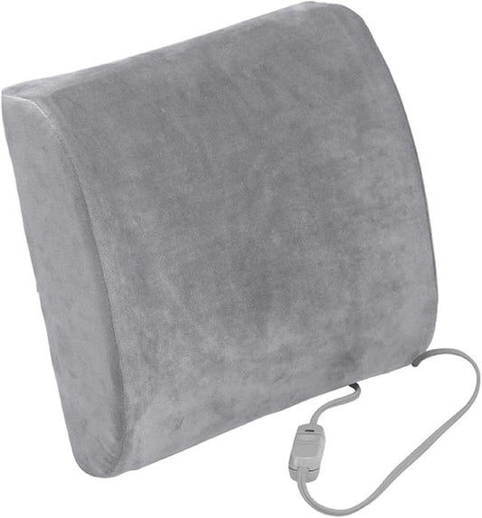 Drive Medical Comfort Touch Heated Lumbar Support Cushion, Gray | Heated Lumbar Support Cushion Featuring Comfort Touch Design for Soothing, Targeted Relief Daily for Everyday Use