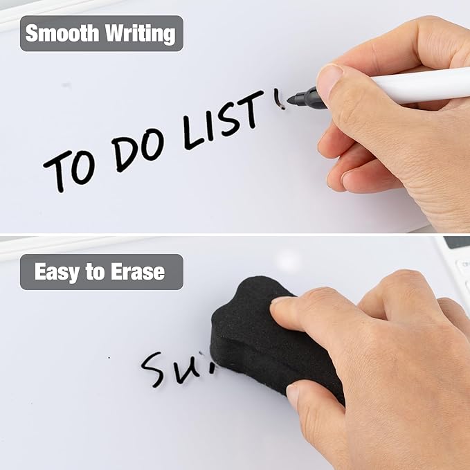 11.8×7” Small Glass Desktop Whiteboard, Dry Erase Note Memo Board, Desk Organizer with Storage for Desk, Office, School Supplies, White, 2026