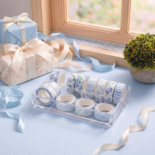 Gueevin 24 Rolls Watercolor Floral Washi Tape Set 15 mm Seasonal Flower Decorative Washi Tape for Craft Arts DIY Scrapbook Journaling Supplies Gift Wrapping (Blue Hydrangea)
