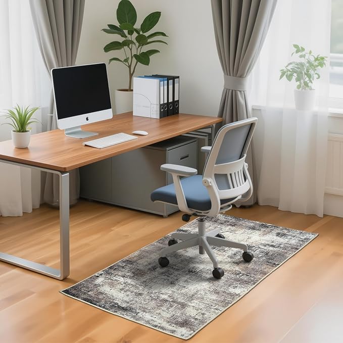 Office Chair Mat for Hardwood Tile Floor, 36"x48"Anti-Slip Under Desk Carpet Protector for Rolling Computer Chair Mat, Machine Washable Office Area Carpet (Chenille,Beige)