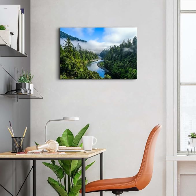 Nature Mountain Landscape Wall Art USA California National Parks Photography Wall Decor Yosemite Valley Green Forest Canvas Painting Contemporary Framed Posters Artwork Office Home Decorations 16x24"