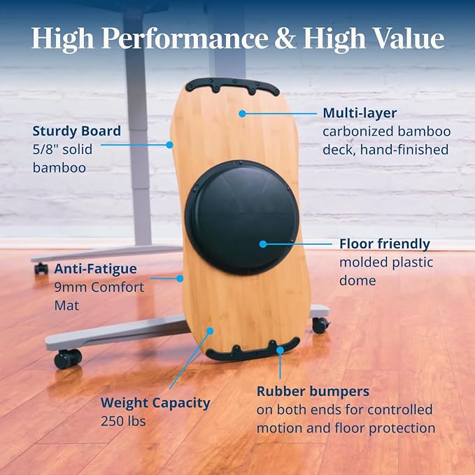 UPLIFT DESK Motion-X Balance Board - 27" Ergonomic Wobble Board for Standing Desks, Anti-Fatigue Support for Core Engagement & Stability