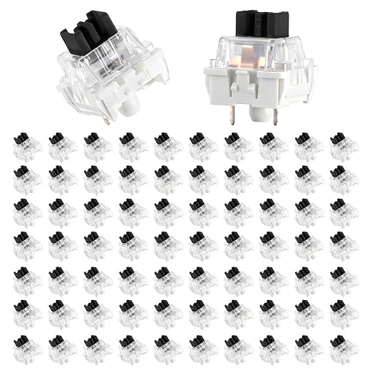 Mechanical Keyboard Switches, 72 Pcs 3 PIN Keyboard Clickers for 3D Prints | Black Replacement Dustproof Waterproof Key Switches for Most Gaming Keyboards