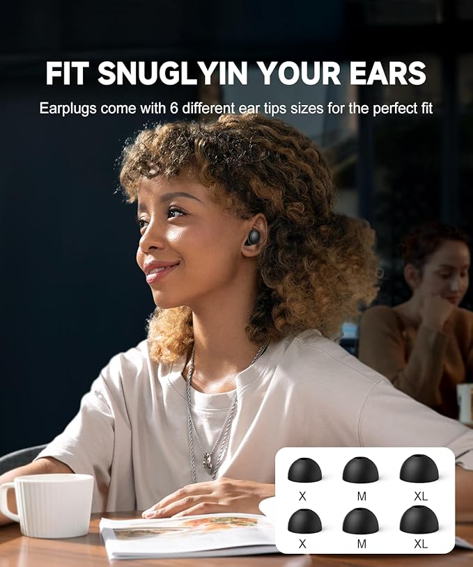Ear Plugs for Sleeping, 45dB Noise Cancelling Ear Plugs for Noise Reduction, Concerts, Snoring, Sider Sleepers, Earplugs for Snoring, Shooting, Airplanes, Motorcycle, Musicians with 8 Eartips Case