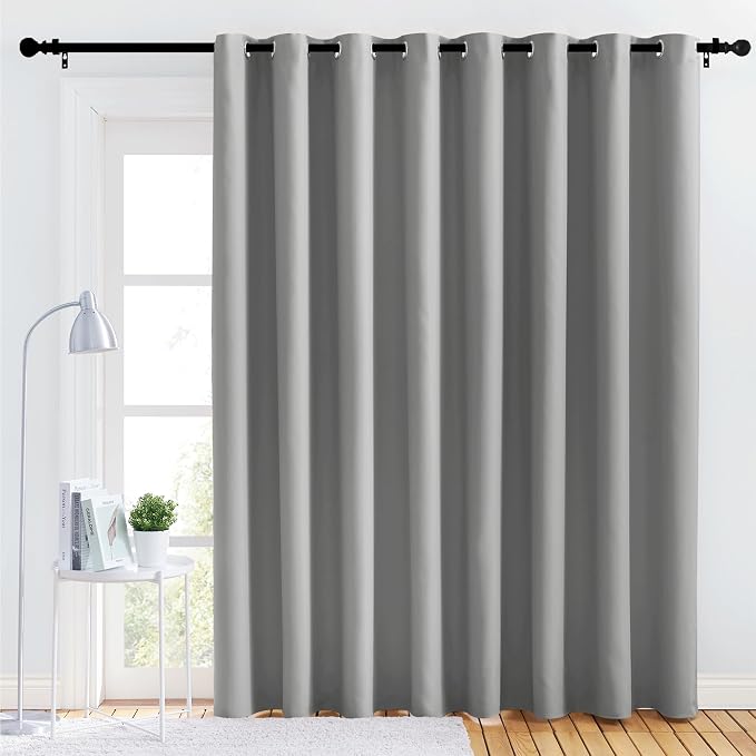 NICETOWN Closet Curtains Sound Blocking, Bedroom Privacy Room Divider Curtain Screen Partitions, Thermal Insulated Blackout Patio Sliding Door Curtain (Silver Grey, 1 Panel, 120" Wide by 84" Long)