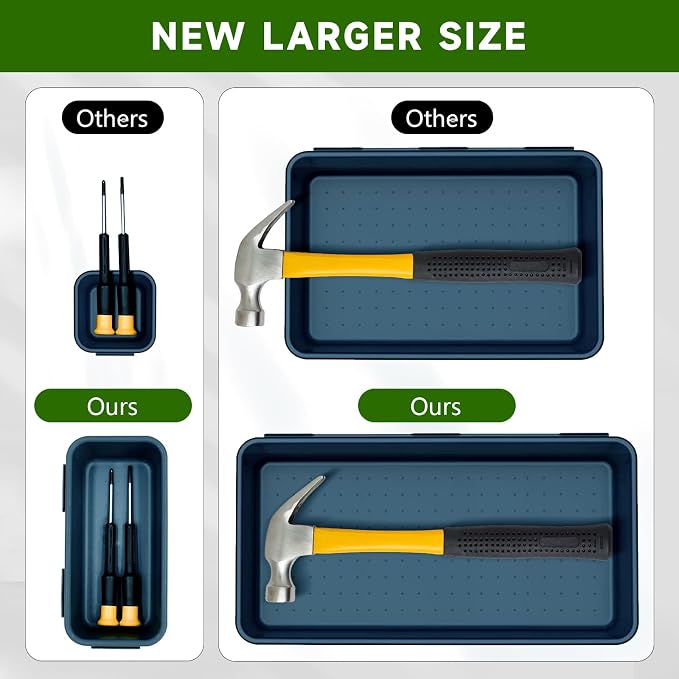 Tool Box Organizer Tray, 60 PCS & 5 Sizes, Blue and Green | High Quality ABS Plastic, Interlocking Desk Drawer Organizer, Tool Chest Organizer for Workshop Garage Office Kitchen
