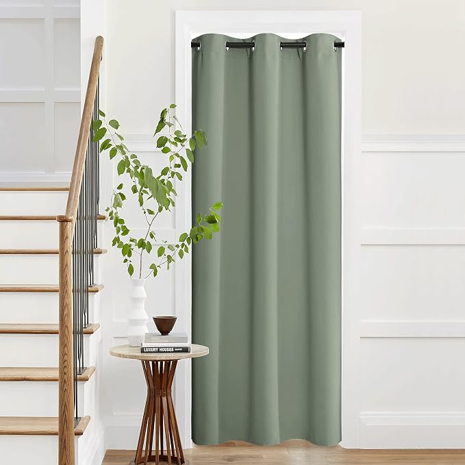 NICETOWN Door Curtains for Doorway Privacy, 95 Inch Length Blackout Thermal Insulated Room Divider Cover, Farmhouse Closet Curtain for Bedroom LivingBathroom, 1 Panel, Sage Green, 42" Wide