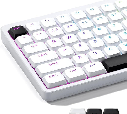 XVX Low Profile White Keycaps, Shine Through Keycap Set, Double Shot PBT Key caps, Bow Keyboard Keycaps Compatibility for 60% 75% 80% 85% 100% MX Switches Mechanical Keyboard